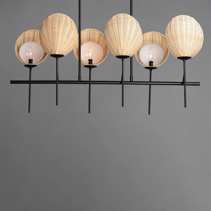 6 Light 18" Linear Chandelier, Blac