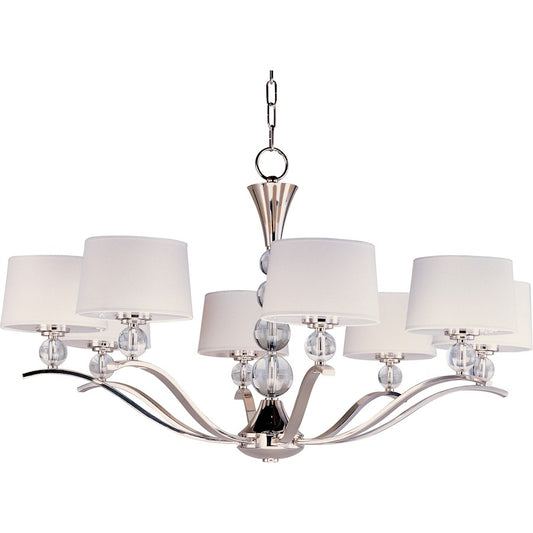 8 Light Chandelier, Polished Nickel