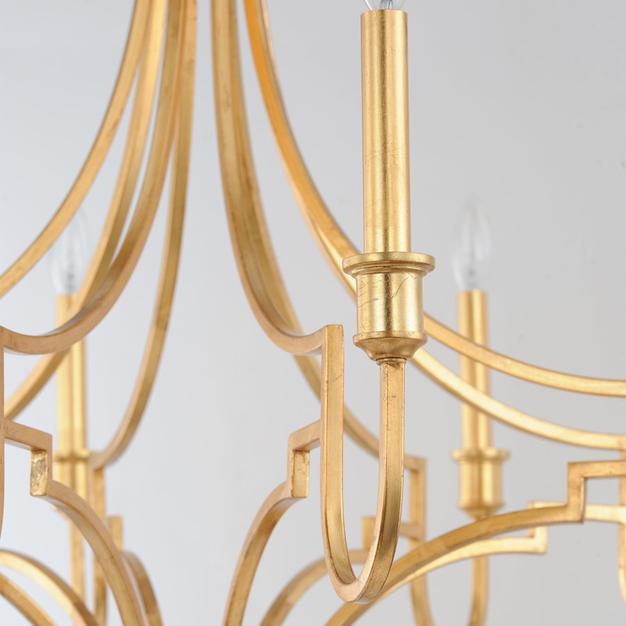 Normandy Chandelier, Gold Leaf