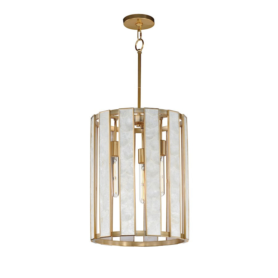 Maxim Lighting Miramar 3Lt Entry Foyer Pendant, Capiz/Brass - 12802CZNAB