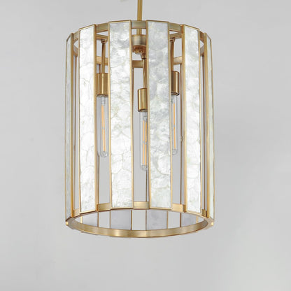 3 Light Entry Foyer Pendant, Capiz