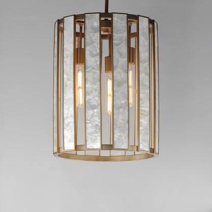 3 Light Entry Foyer Pendant, Capiz