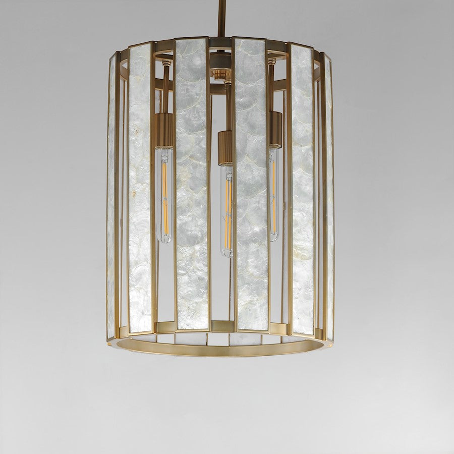 3 Light Entry Foyer Pendant, Capiz