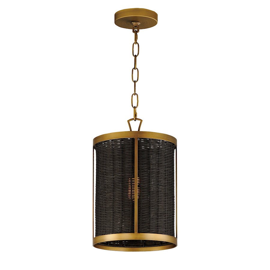 Maxim Lighting Rattan 1 Light Pendant, Natural Aged Brass - 14461BRNAB