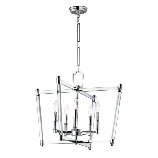 5 Light Chandelier, Polished Nickel