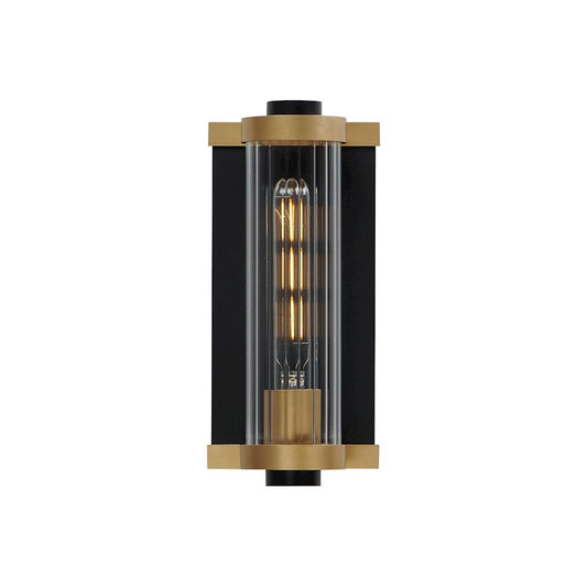 Maxim Lighting Opulent 1 Light Outdoor 11" Sconce, BK/Brass/Ribbed - 16120CRBKAB