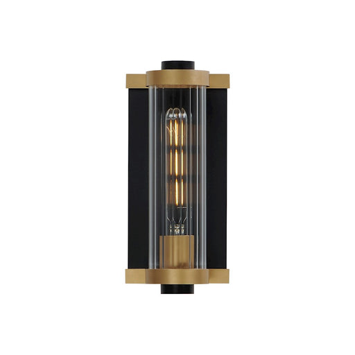 Maxim Lighting Opulent 1 Light Outdoor 11" Sconce, BK/Brass/Ribbed - 16120CRBKAB