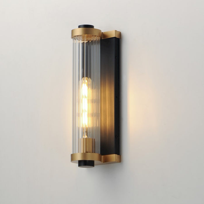 Maxim Lighting Opulent 1 Light Outdoor Sconce, Black/Brass/Ribbed