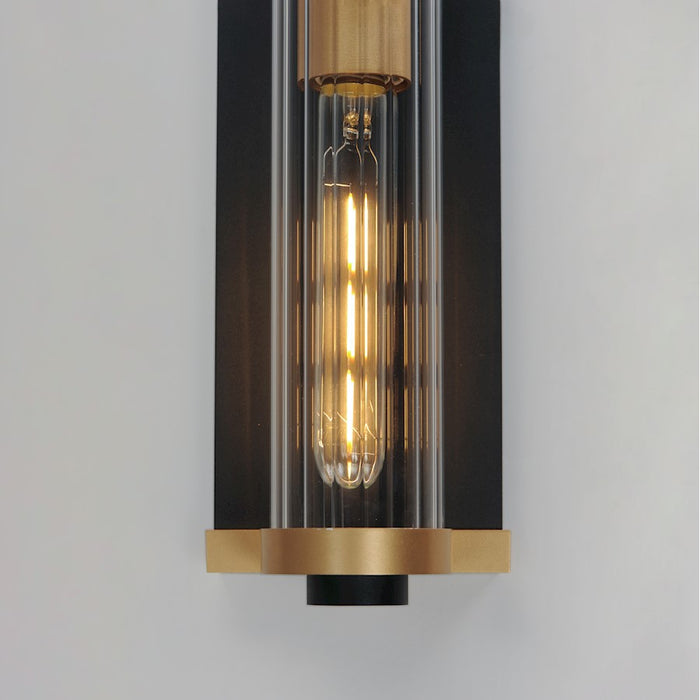 Maxim Lighting Opulent 2 Light 20" Outdoor Sconce, Black/Brass/Ribbed