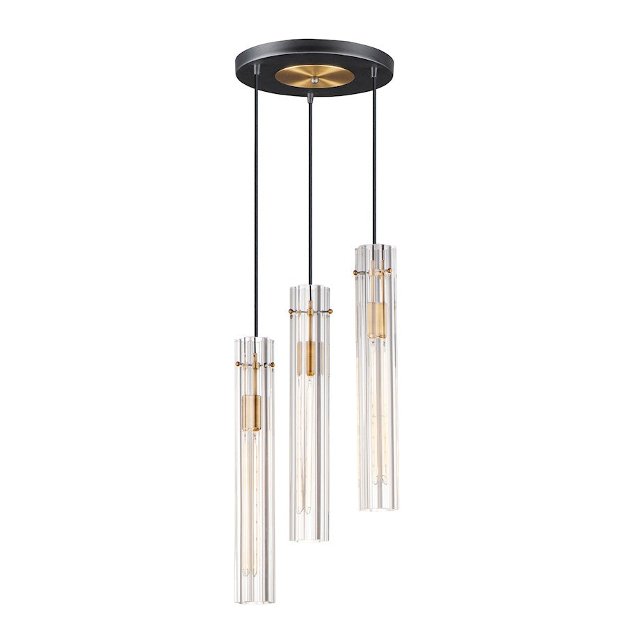 Maxim Lighting Flambeau 3-Light Chandelier in Black/Antique Brass - 16123CLBKAB