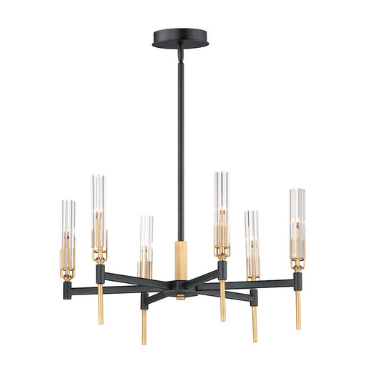 Maxim Lighting Flambeau 6-Light Chandelier in Black/Antique Brass - 16125CLBKAB