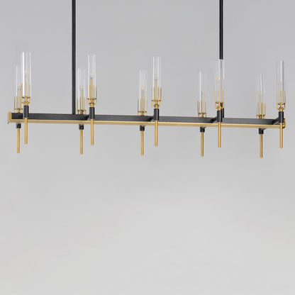 10 Light Linear Chandelier, Black