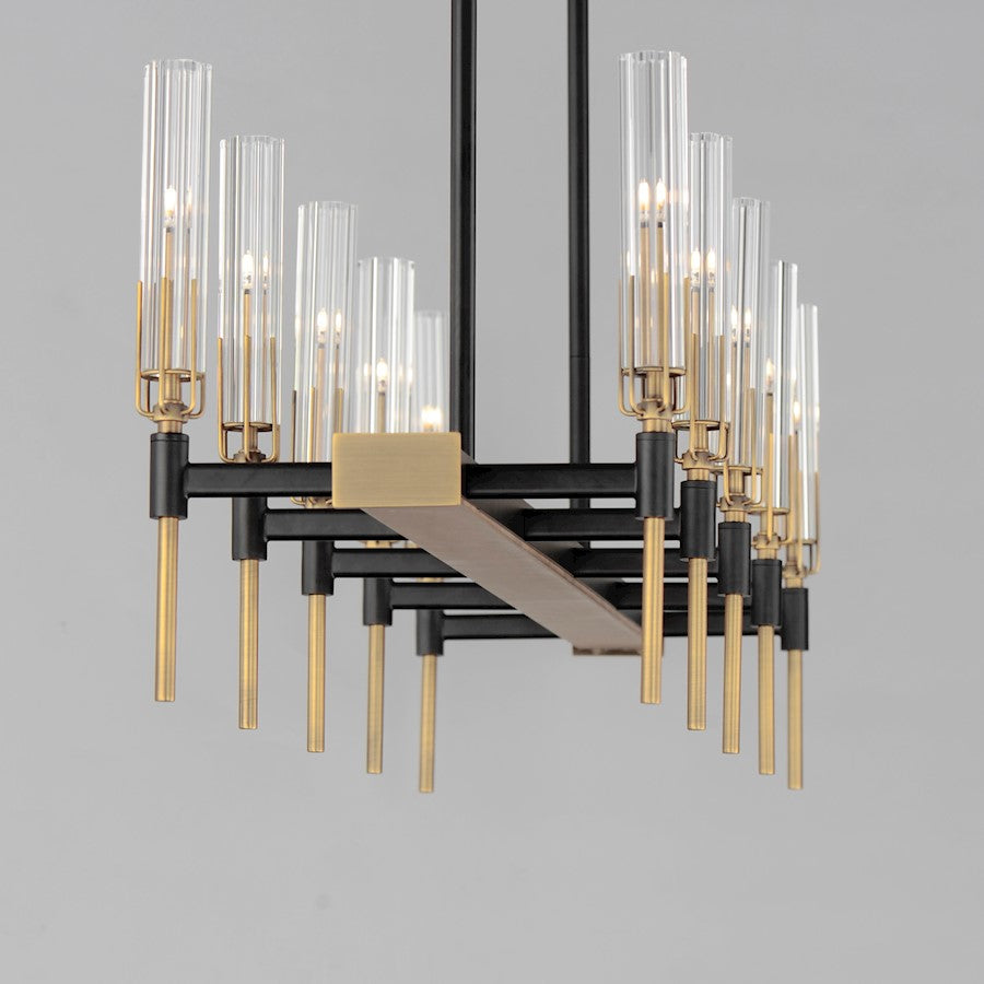 10 Light Linear Chandelier, Black