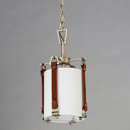 1 Light Pendant, Zinc/Brown/Frosted