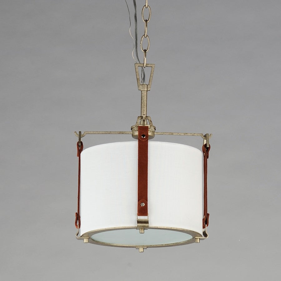 1 Light Pendant, Zinc/Brown/Frosted