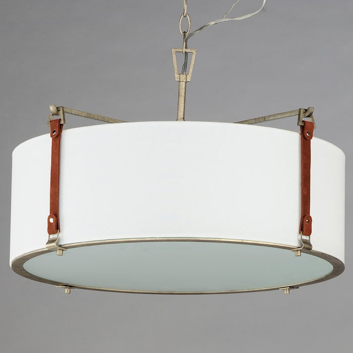 Maxim Lighting Sausalito 4 Light Pendant, Zinc/Brown Suede/Frosted
