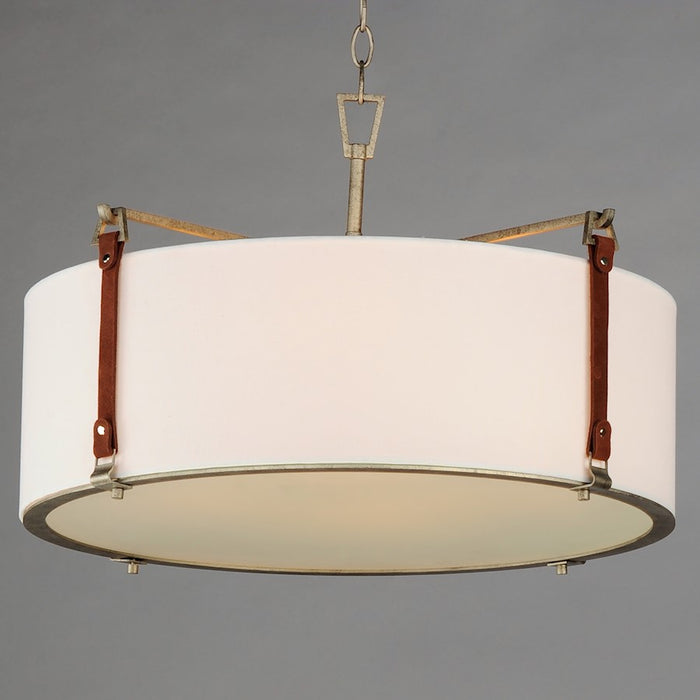 Maxim Lighting Sausalito 4 Light Pendant, Zinc/Brown Suede/Frosted
