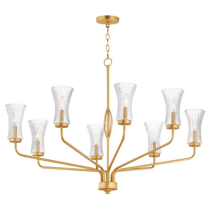 Maxim Lighting Camelot 8Lt Chandelier, Brass/Clear Ribbed - 16158CRNAB