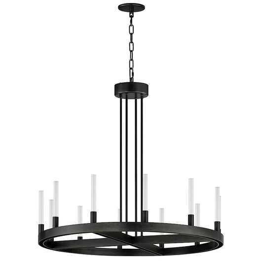 Maxim Lighting Ovation 12 Light Chandelier, Black/Clear Ribbed - 16164CRBK