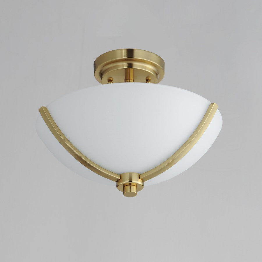 Maxim Deven 3 Light Semi-Flush Mount, Satin Brass/Satin White