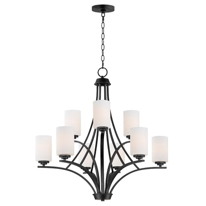 Maxim Lighting Deven 9 Light Chandelier, Black/Satin White - 20036SWBK