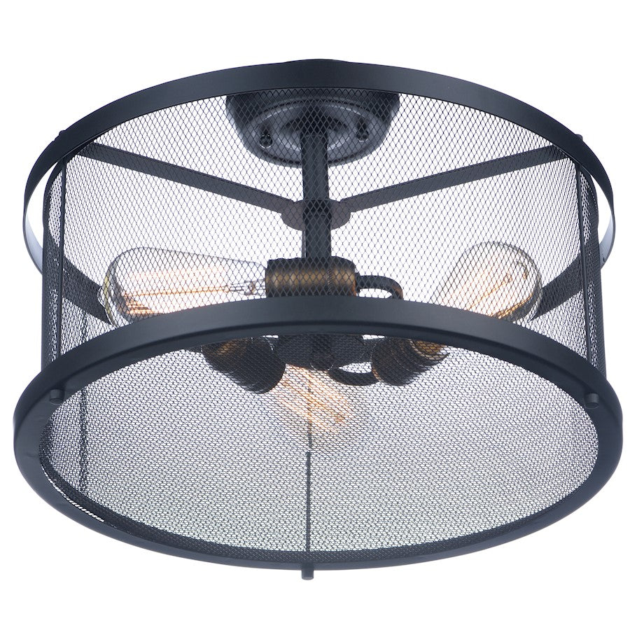 Maxim Palladium 3 Light Flush Mount, Black