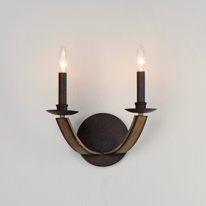 Maxim Lighting Basque 2 Light Wall Sconce, Driftwood/Anthracite