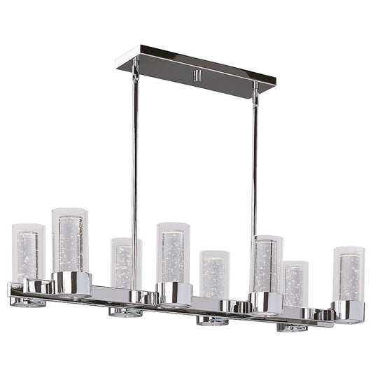 8 Light LED Linear Chandelier, Polished Chrome