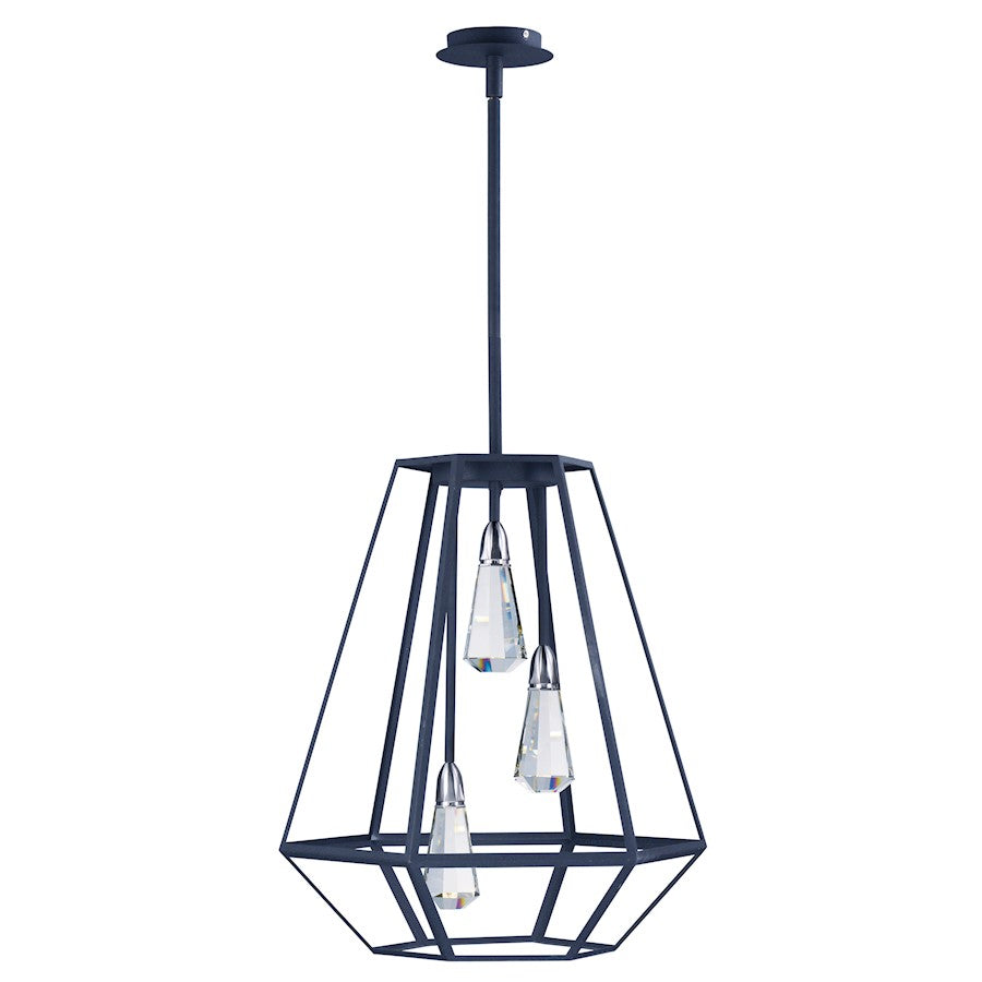 Maxim Lighting Silhouette 3-Light LED Pendant, Black/Crystal - 21043BCTXB