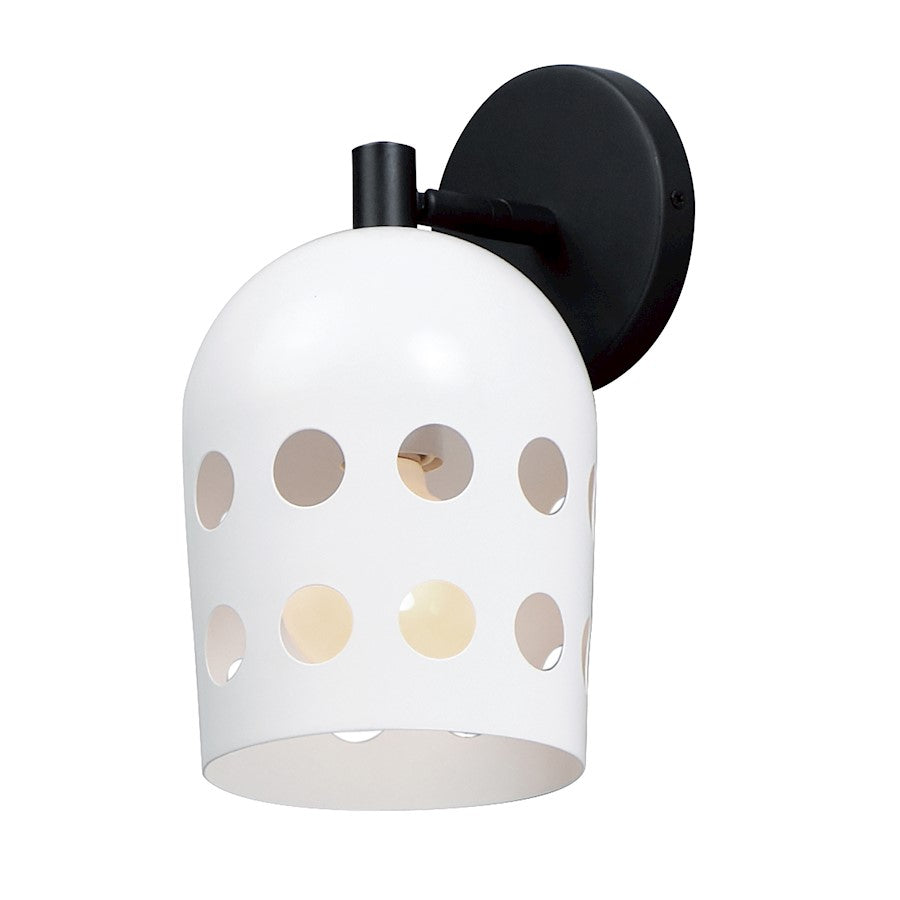 Maxim Lighting Dottie 1 Light Adjustable Sconce, Black/White - 21241WTBK