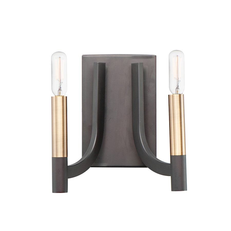 Maxim Lighting Lyndon 2-Light Wall Sconce in Bronze/Antique Brass - 21522BZAB