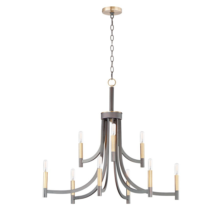 Maxim Lighting Lyndon 9-Light Chandelier in Bronze/Antique Brass - 21529BZAB