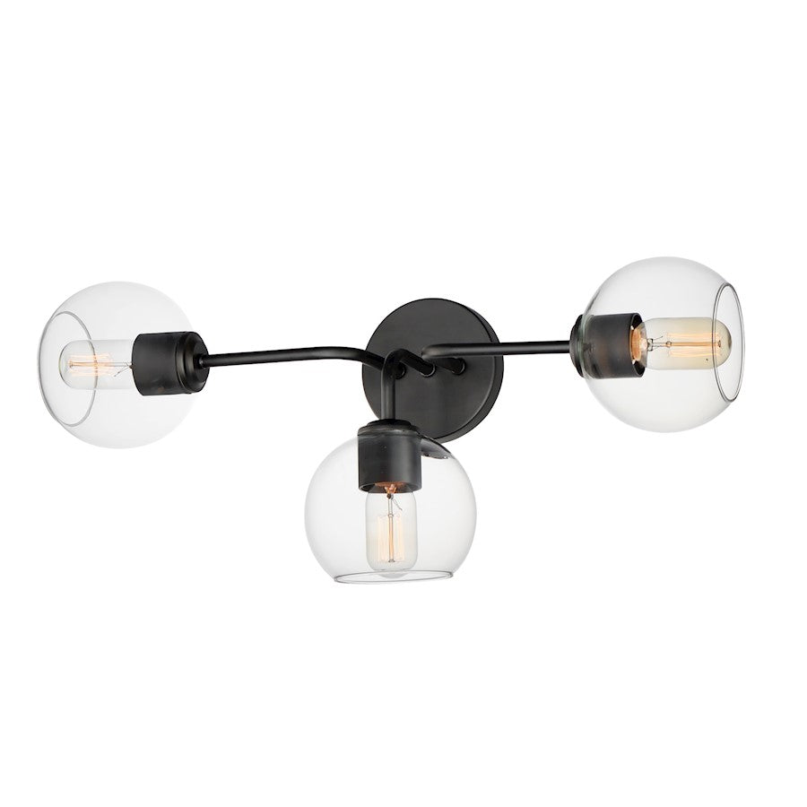 Maxim Lighting Knox 3 Light Bath Vanity, Black/Clear - 21633CLBK