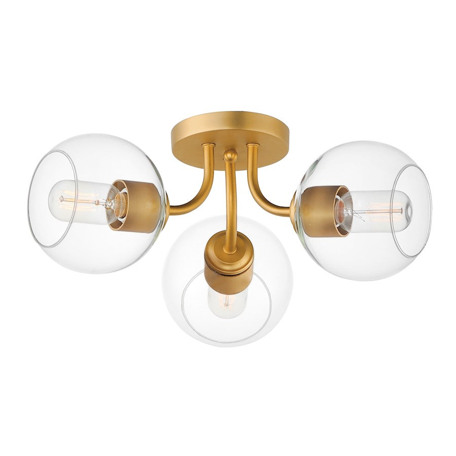 Maxim Lighting Knox 3Lt Semi-Flush Mount, Brass/Clear - 21634CLNAB