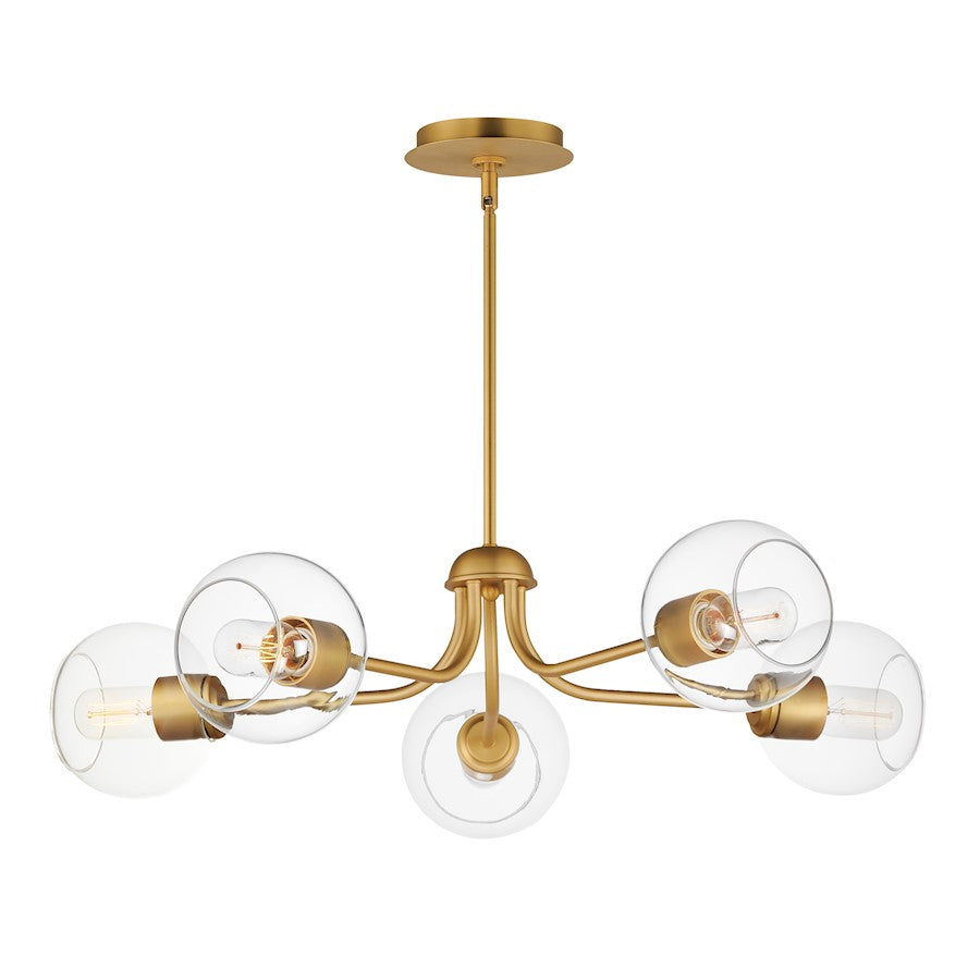 Maxim Lighting Knox 5 Light Chandelier, Natural Aged Brass/Clear - 21635CLNAB