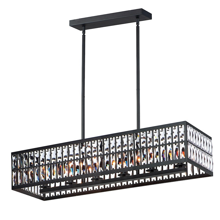 Maxim Lighting Madeline 10-Lt Linear Pendant, Black/Beveled Crystal - 21817BCBK