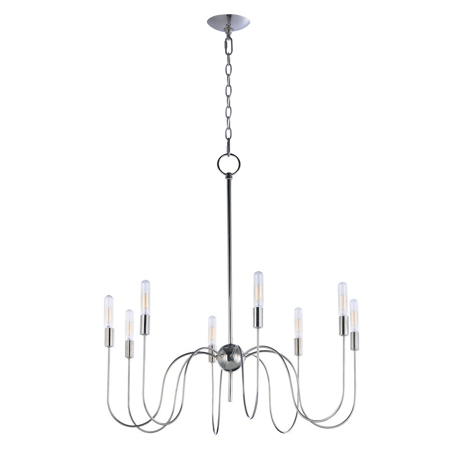 8 Light Chandelier, Polished Nickel