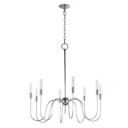 8 Light Chandelier, Polished Nickel