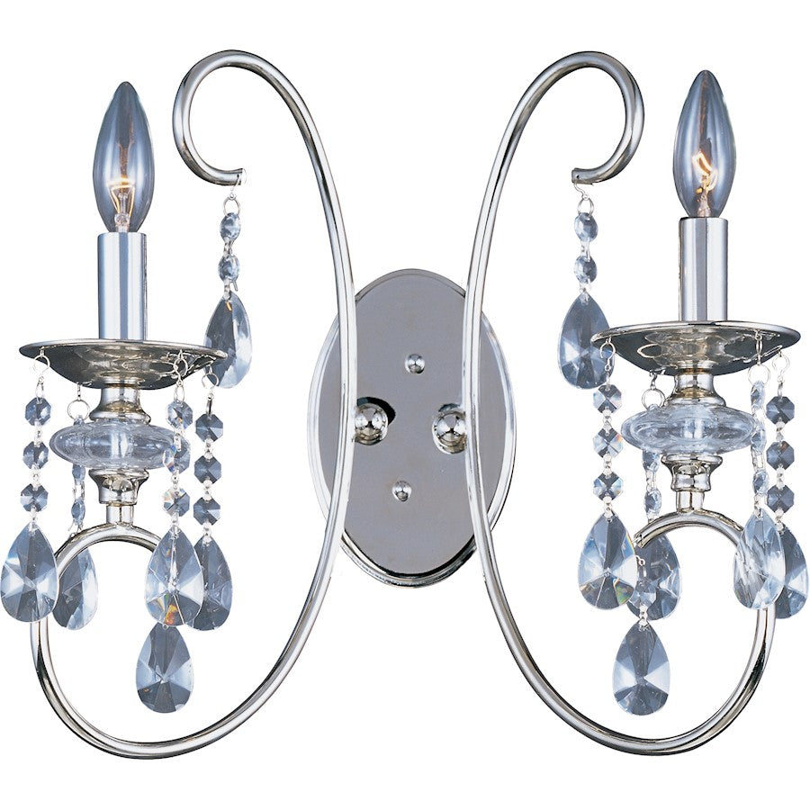 2 Light Wall Sconce, Polished Nickel