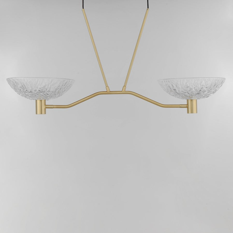 2 Light Linear Pendant, Brass/Clear