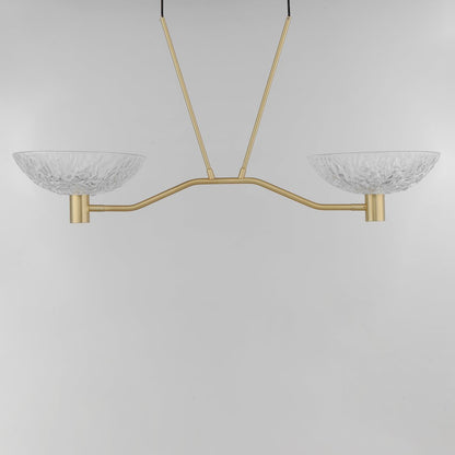 2 Light Linear Pendant, Brass/Clear