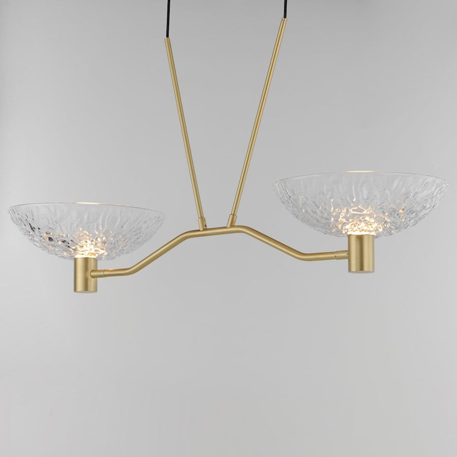 2 Light Linear Pendant, Brass/Clear