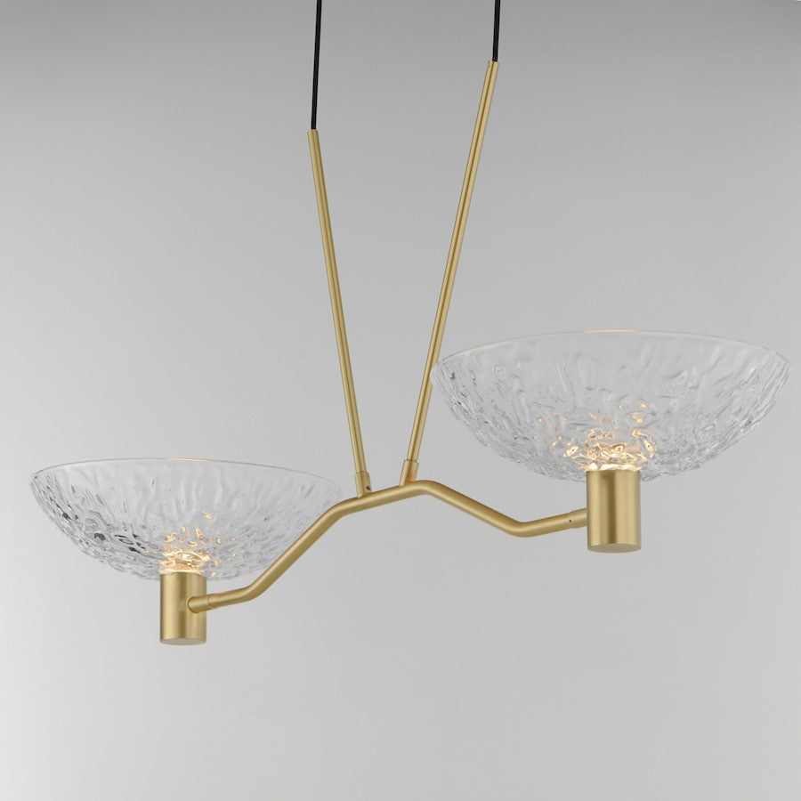 2 Light Linear Pendant, Brass/Clear