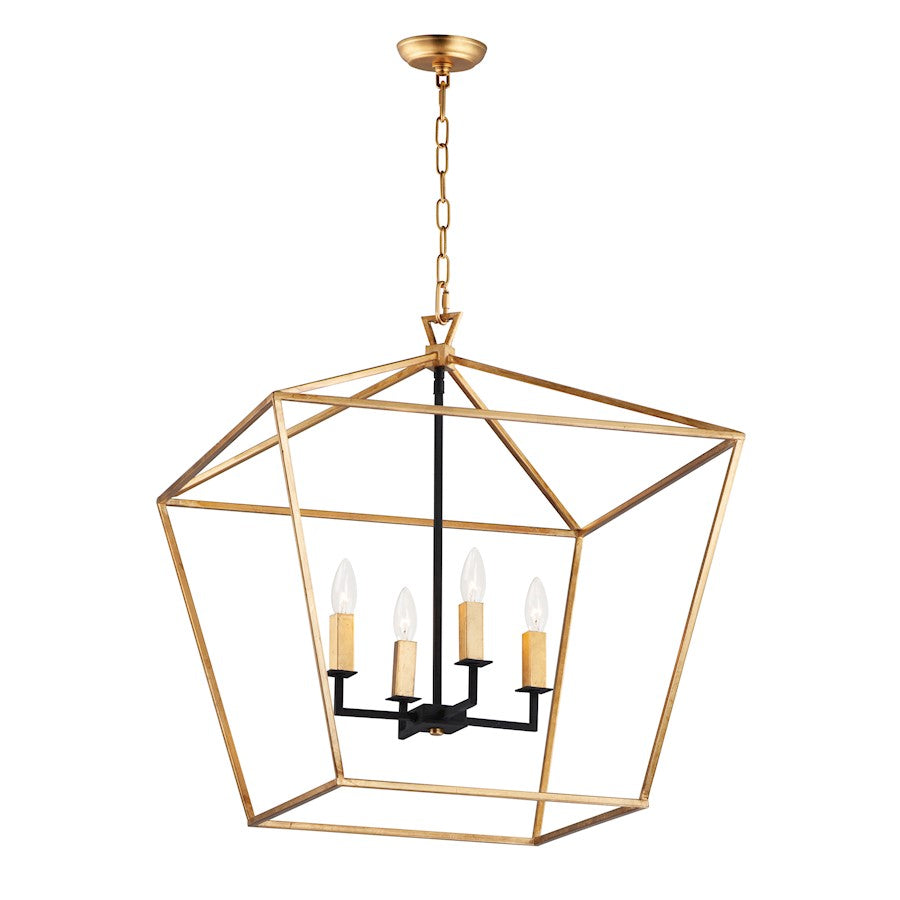 4-Light Chandelier, Gold