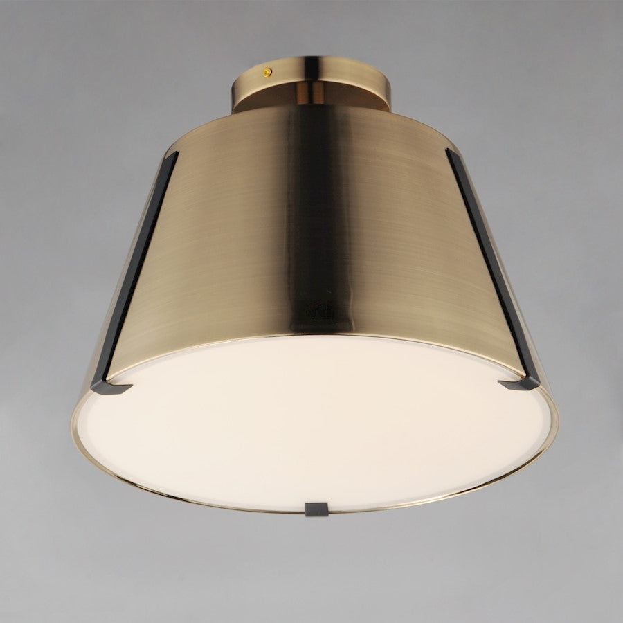 Maxim Lighting Carlo 1 Light Semi-Flush Mount, Bronze/Leather/Brass