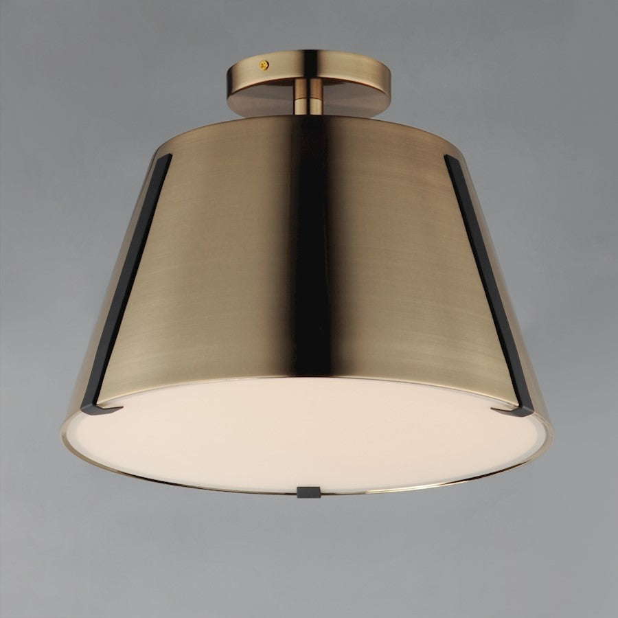 Maxim Lighting Carlo 1 Light Semi-Flush Mount, Bronze/Leather/Brass