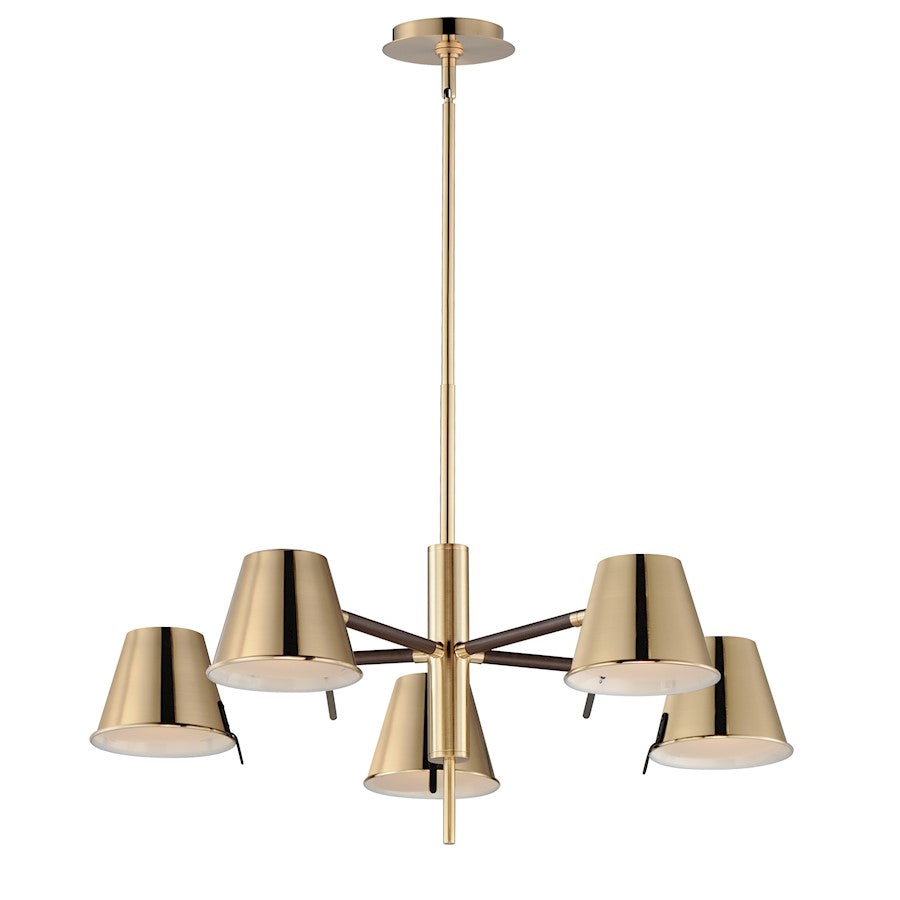 Maxim Lighting Carlo 5 Light Chandelier, Dark Bronze/Leather/Brass - 25175DBZHR