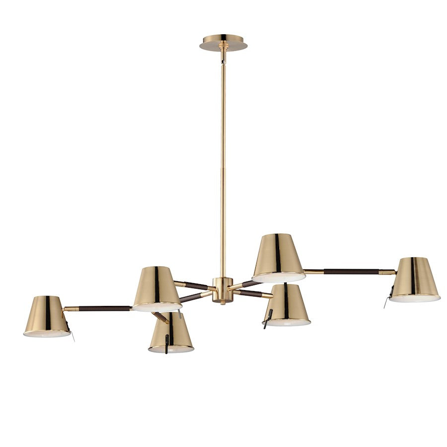 Maxim Lighting Carlo 6 Light Chandelier, Dark Bronze/Leather/Brass - 25176DBZHR