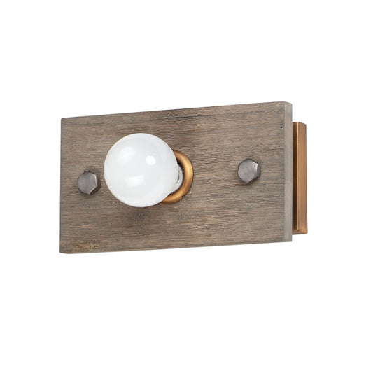 Plank 1-Light Wall Sconce, Weathered Wood/Brass