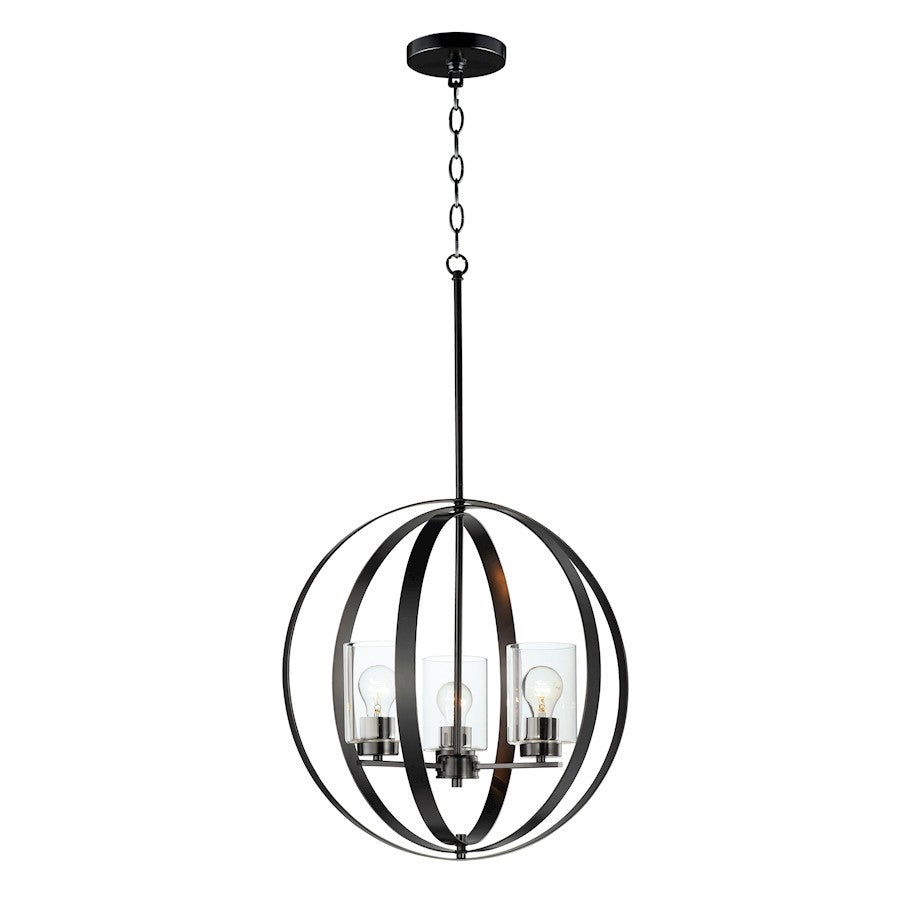 Maxim Lighting Sentinel 3-Light Pendant, Black/Clear - 25254CLBK